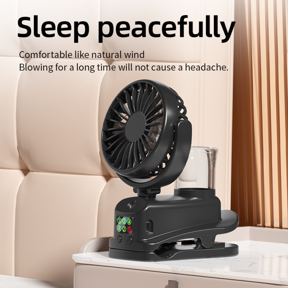 Mini Aufsteckventilator 4 Geschwindigkeiten Nebelfunktion 360 Grad verstellbar f - Photo 2/14
