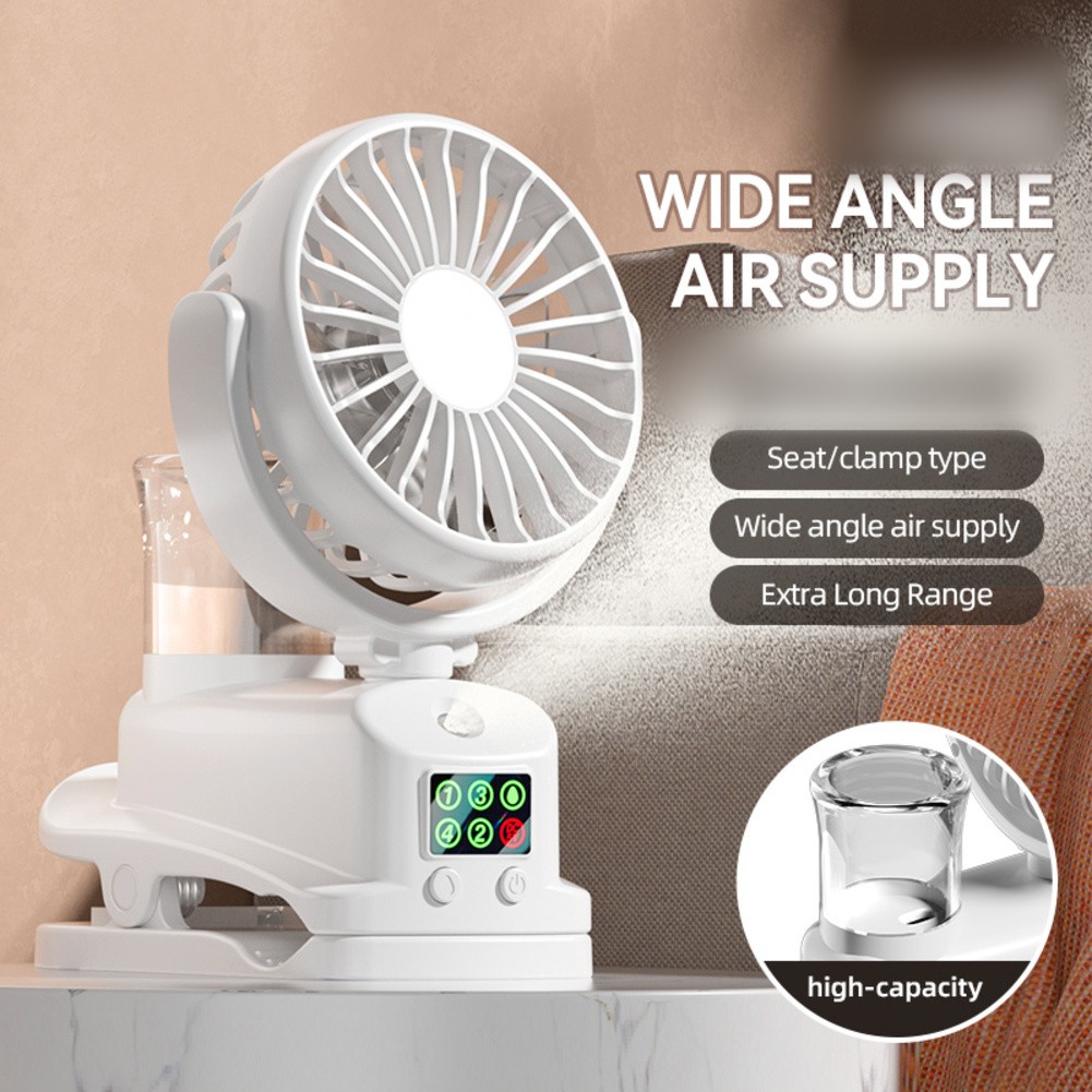 Portable Clip on Misting Fan with 4 Speeds and 360 Degree Airflow Adjustment - Photo 3/14
