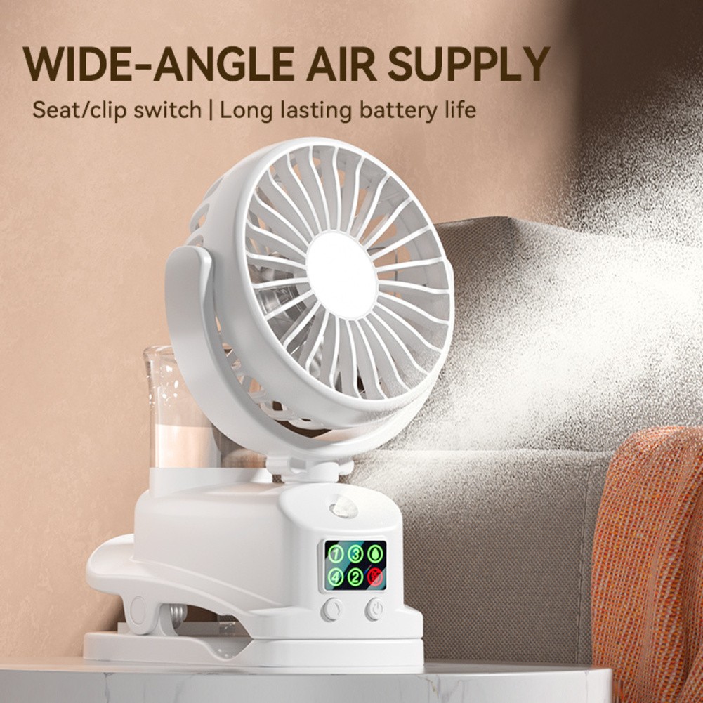 Portable Clip on Misting Fan with 4 Speeds and 360 Degree Airflow Adjustment - Photo 5/14
