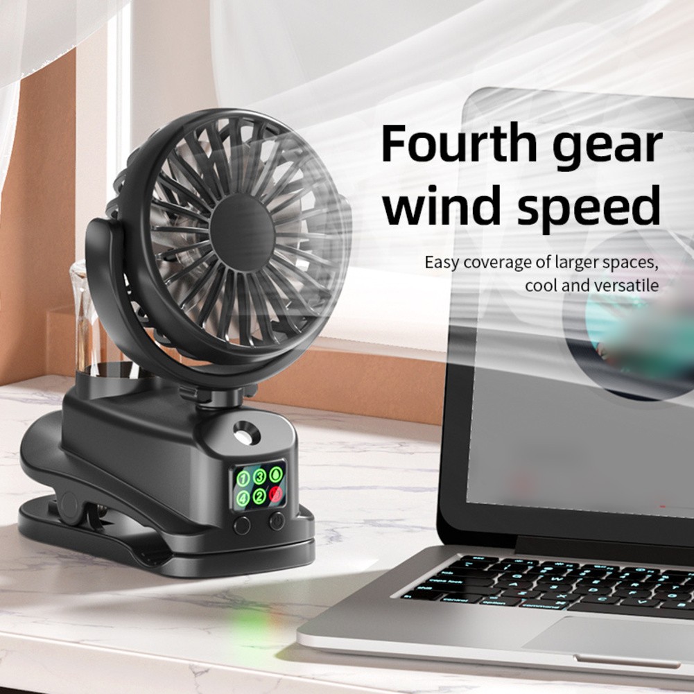 Portable Clip on Misting Fan with 4 Speeds and 360 Degree Airflow Adjustment - Photo 12/14