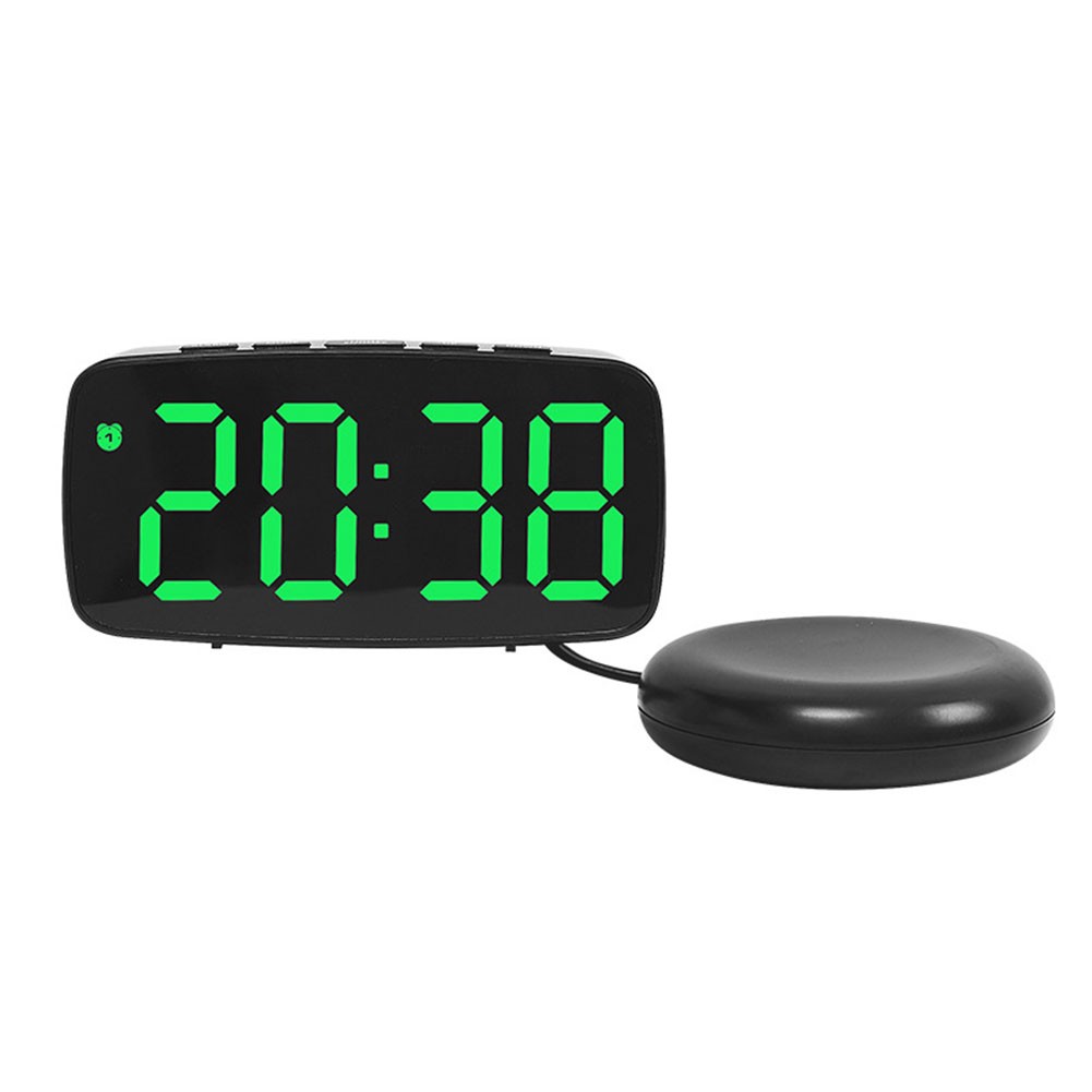 Smart Alarm Clock with Green LED Display Vibration Feature and USB Charging