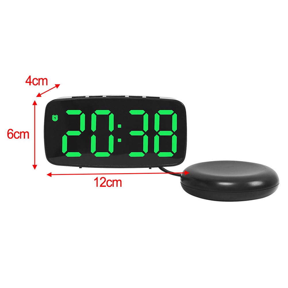 Smart Alarm Clock with Green LED Display Vibration Feature and USB Charging