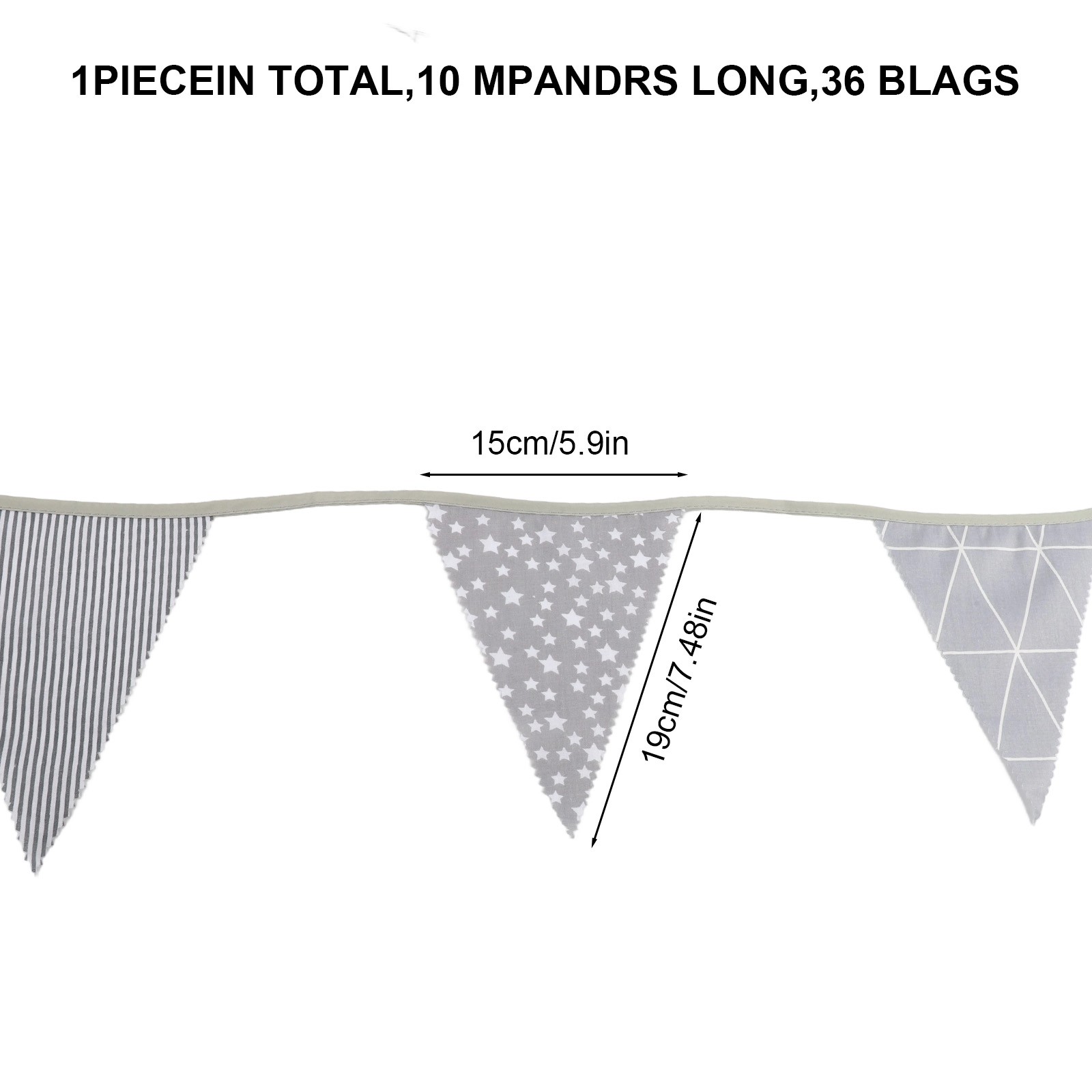 Banner Fabric Bunting Total Length 10m Cotton Grand Openings Birthdays - Picture 53 of 73