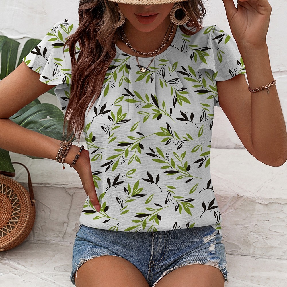 Casual Outing Casual Elegant Top Flutter Sleeve Shirt Comfortable Summer Blouse - Picture 63 of 84