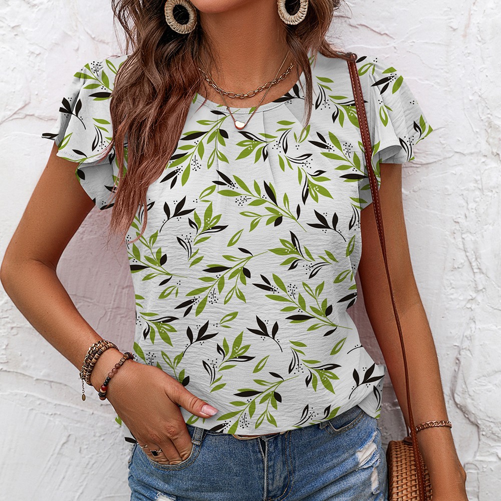Casual Outing Casual Elegant Top Flutter Sleeve Shirt Comfortable Summer Blouse - Picture 62 of 84