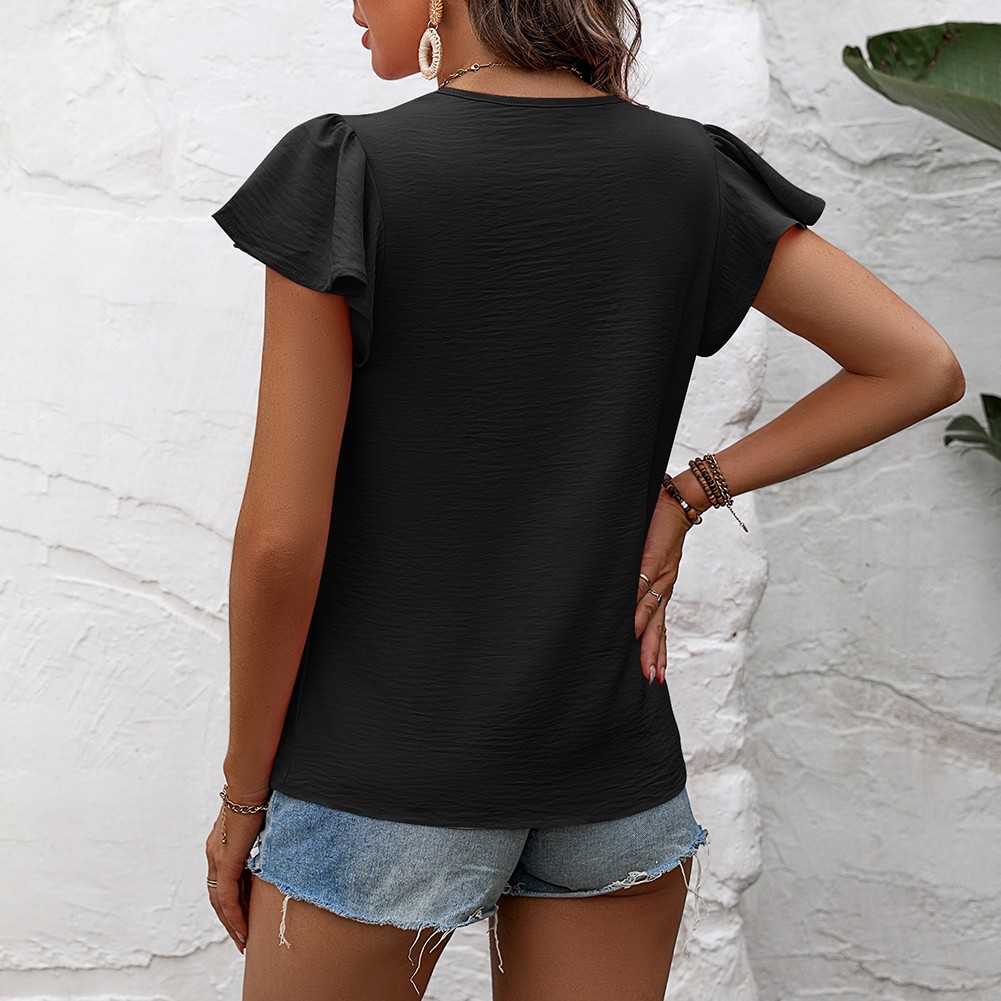 Casual Outing Casual Elegant Top Flutter Sleeve Shirt Comfortable Summer Blouse - Picture 46 of 84