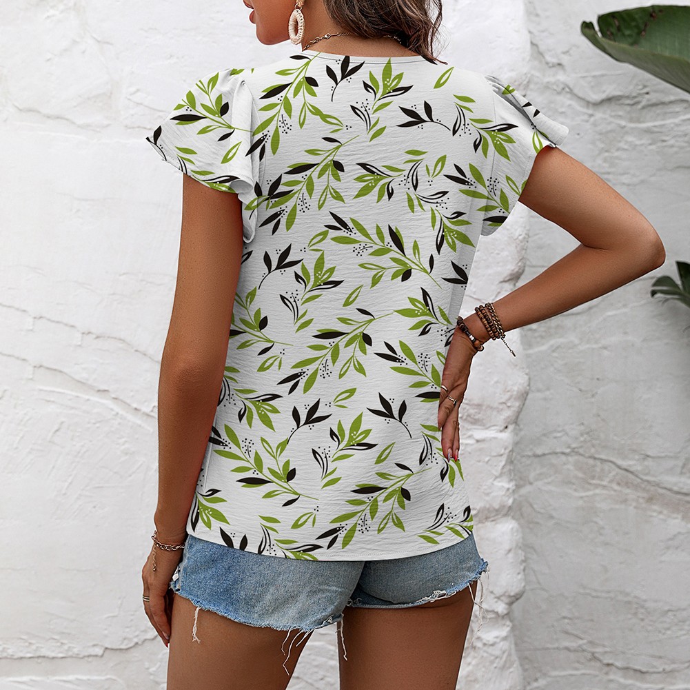Casual Outing Casual Elegant Top Flutter Sleeve Shirt Comfortable Summer Blouse - Picture 64 of 84