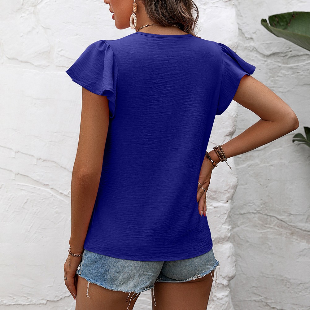 Casual Outing Casual Elegant Top Flutter Sleeve Shirt Comfortable Summer Blouse - Picture 48 of 72