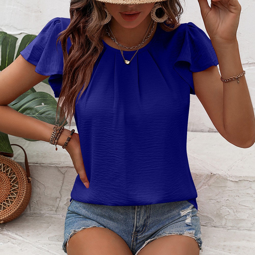 Casual Outing Casual Elegant Top Flutter Sleeve Shirt Comfortable Summer Blouse - Picture 21 of 72