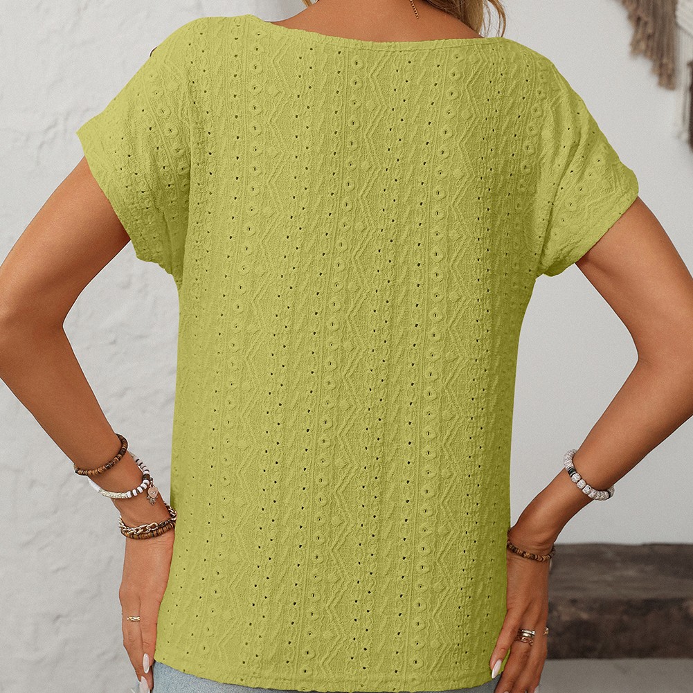 Comfortable Short Sleeve Top for Women with Button Features and Loose Fit - Picture 95 of 132