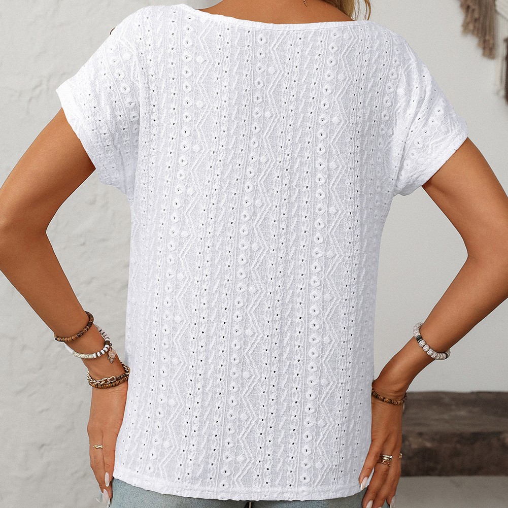 Comfortable Short Sleeve Top for Women with Button Features and Loose Fit - Picture 36 of 132