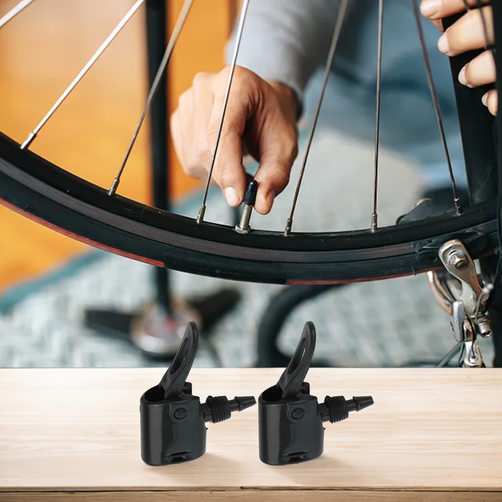 Adaptador de manguera de boquilla de bomba de bicicleta doble cabezal piezas de bombeo accesorios F/V A/V - Imagen 38 de 47