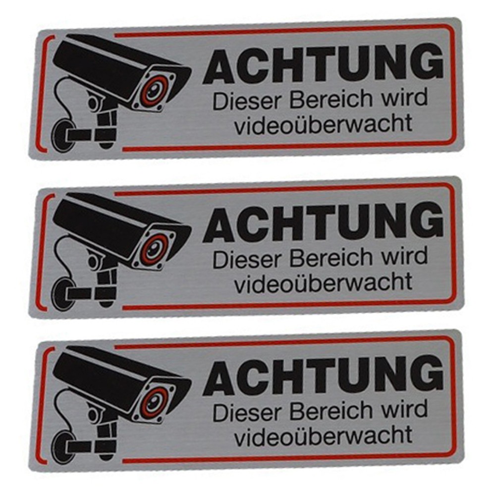 4PCS Video Sign 12 x 4 cm Metal Sticker for Authorized Camera Monitoring - Bild 8 von 10