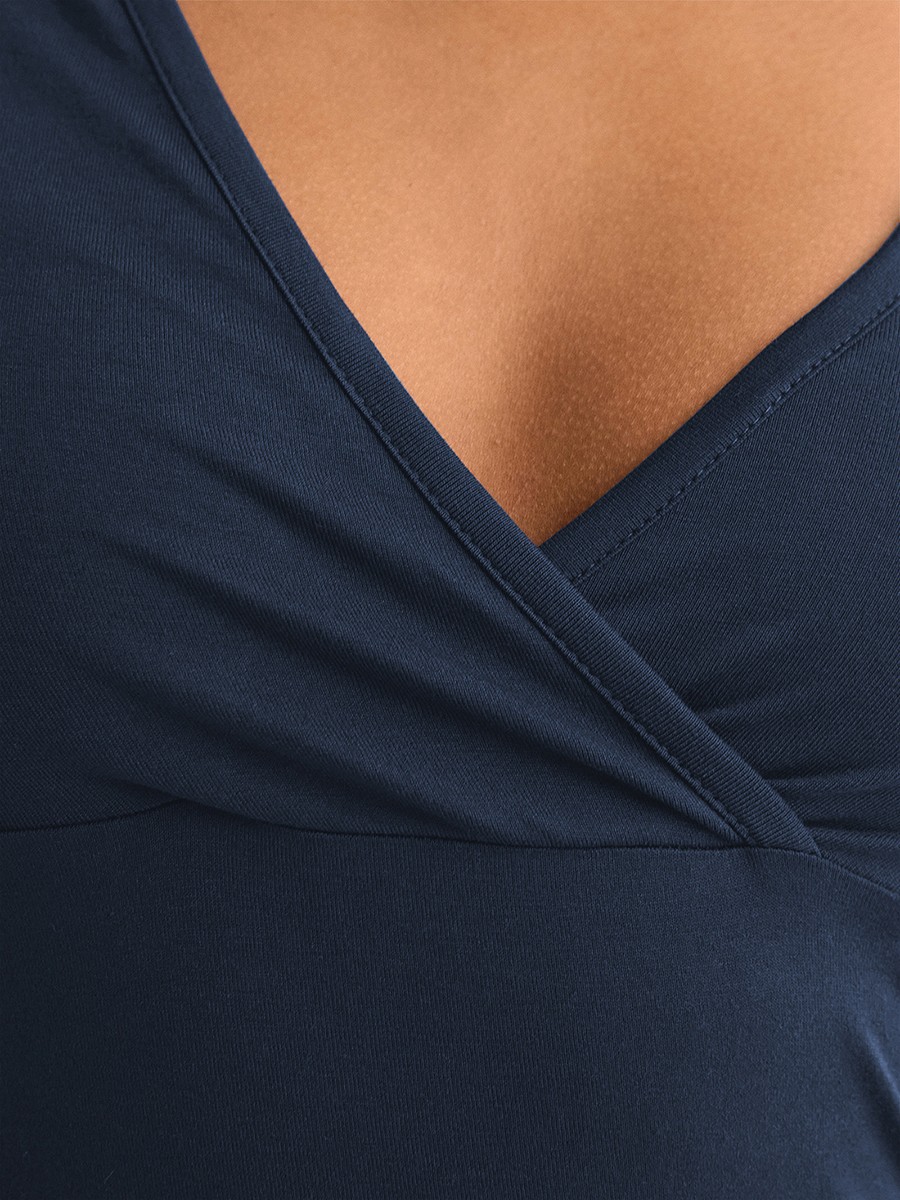 Form-fitting T-shirt Deep V-neck T-shirt Casual Dates Breathable Material - Picture 18 of 72