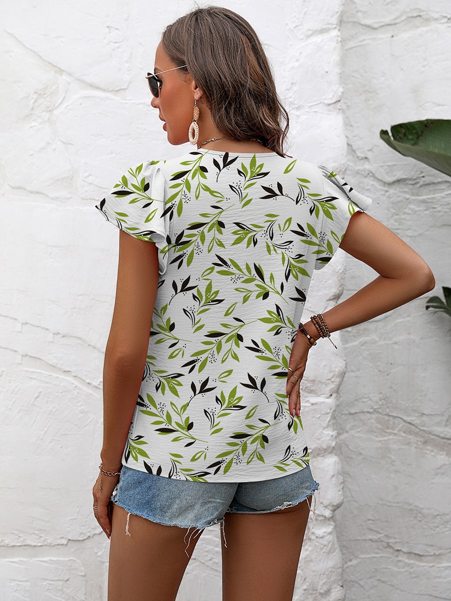 Casual Outing Casual Elegant Top Flutter Sleeve Shirt Comfortable Summer Blouse - Picture 66 of 84