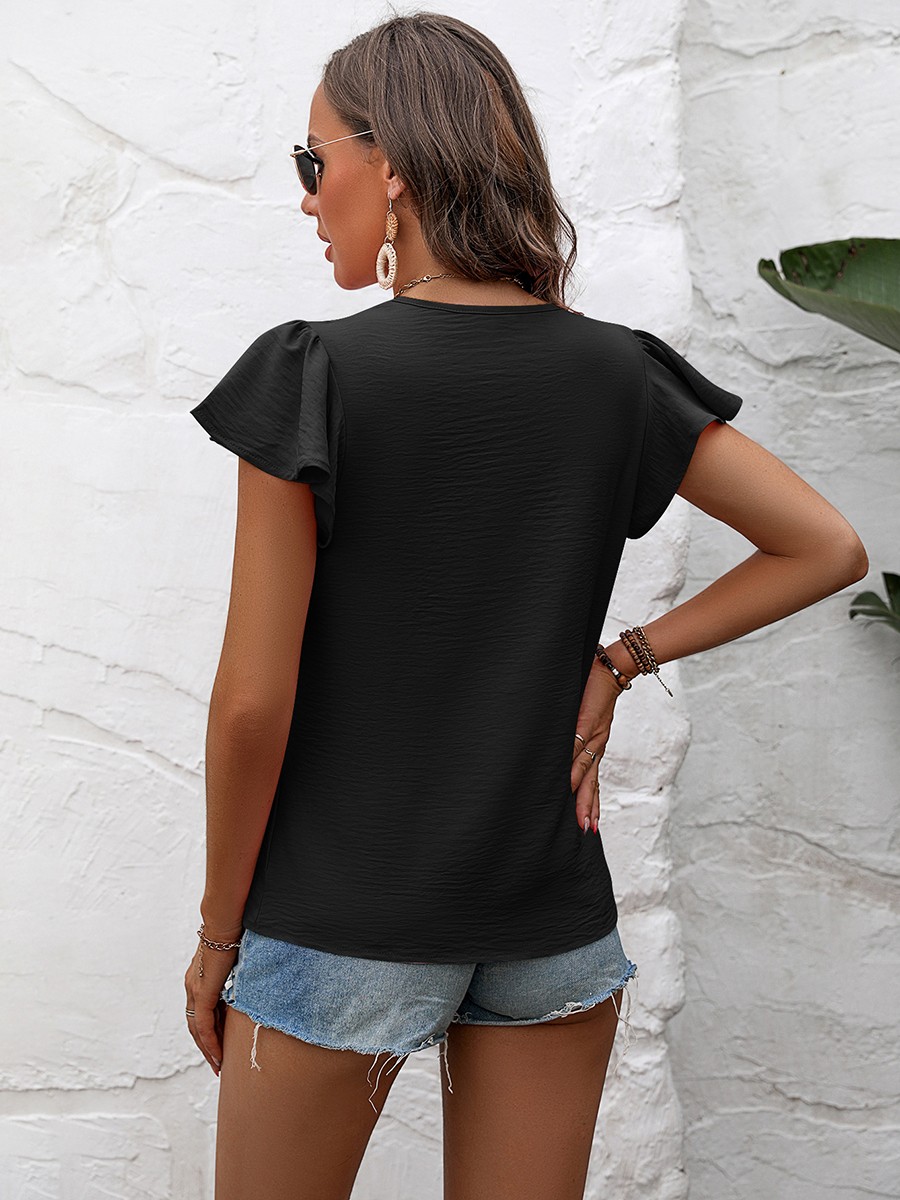 Casual Outing Casual Elegant Top Flutter Sleeve Shirt Comfortable Summer Blouse - Picture 43 of 84