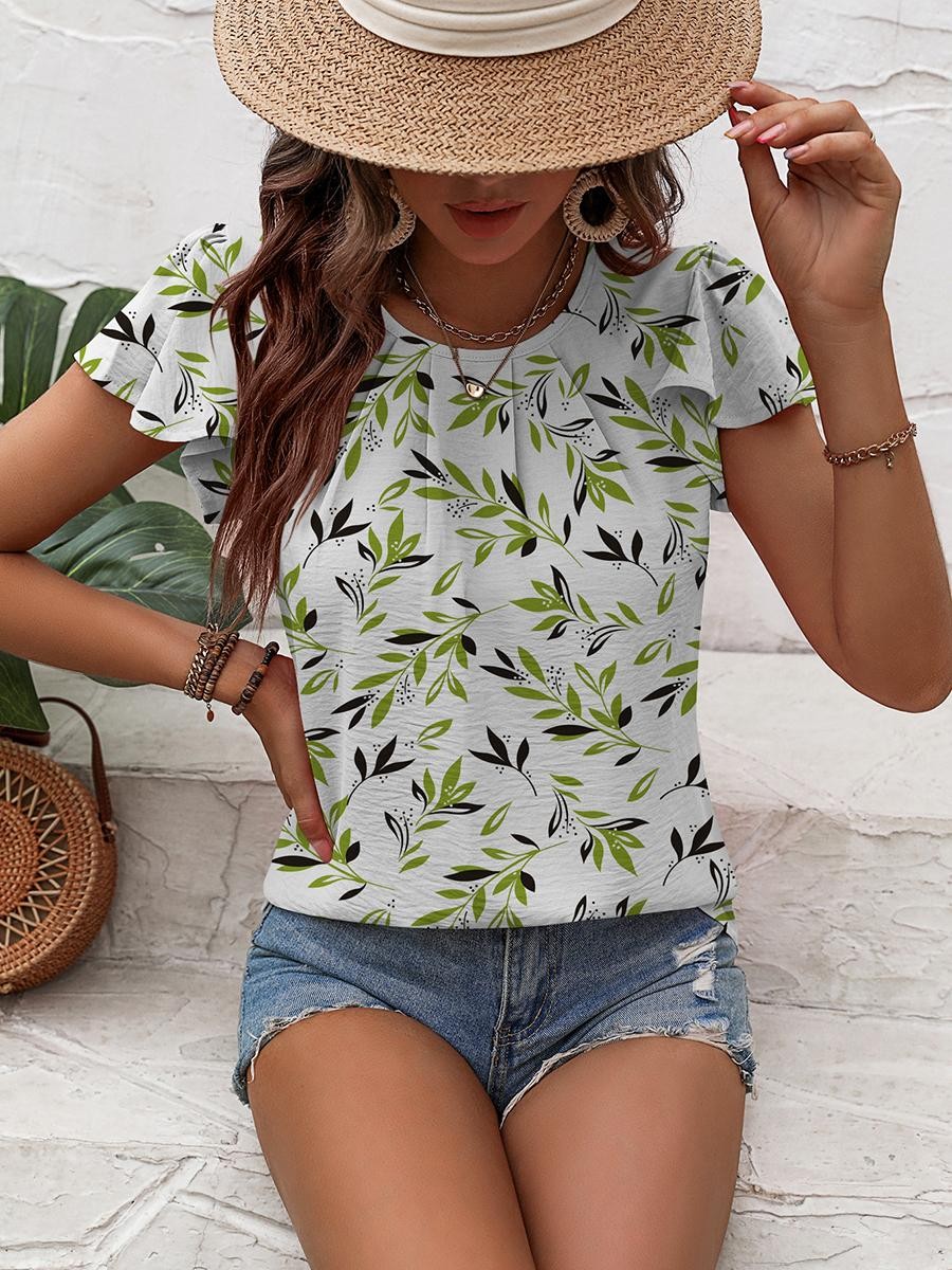 Casual Outing Casual Elegant Top Flutter Sleeve Shirt Comfortable Summer Blouse - Picture 69 of 84