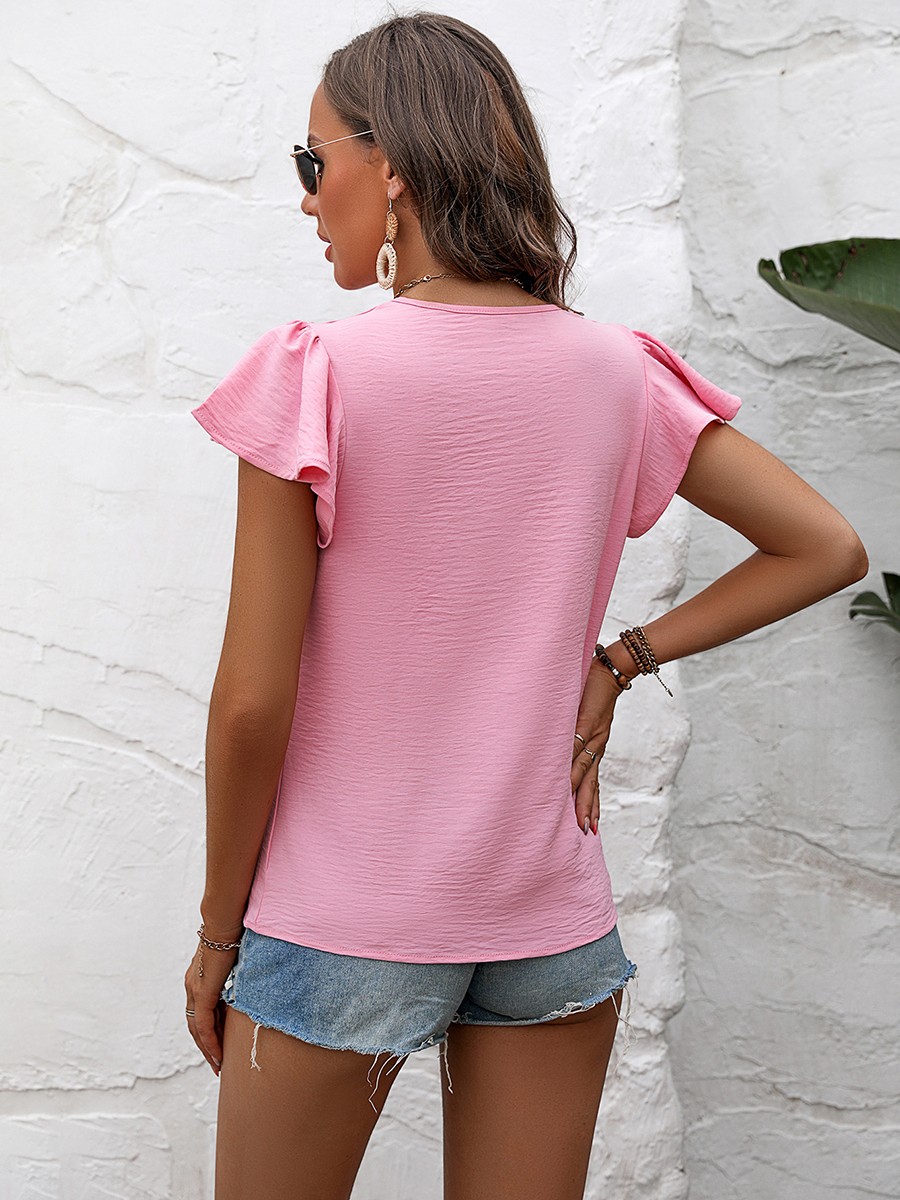 Casual Outing Casual Elegant Top Flutter Sleeve Shirt Comfortable Summer Blouse - Picture 22 of 84