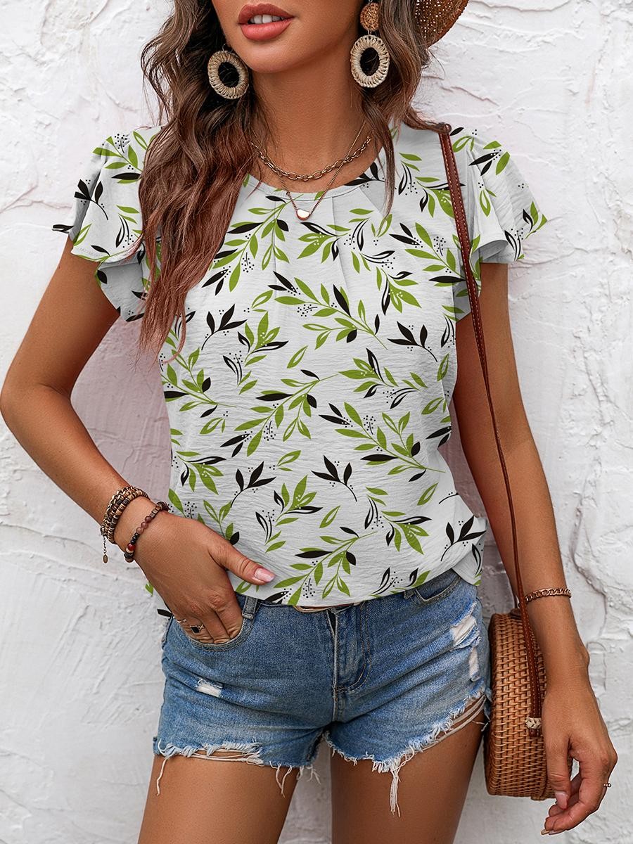 Casual Outing Casual Elegant Top Flutter Sleeve Shirt Comfortable Summer Blouse - Picture 65 of 84