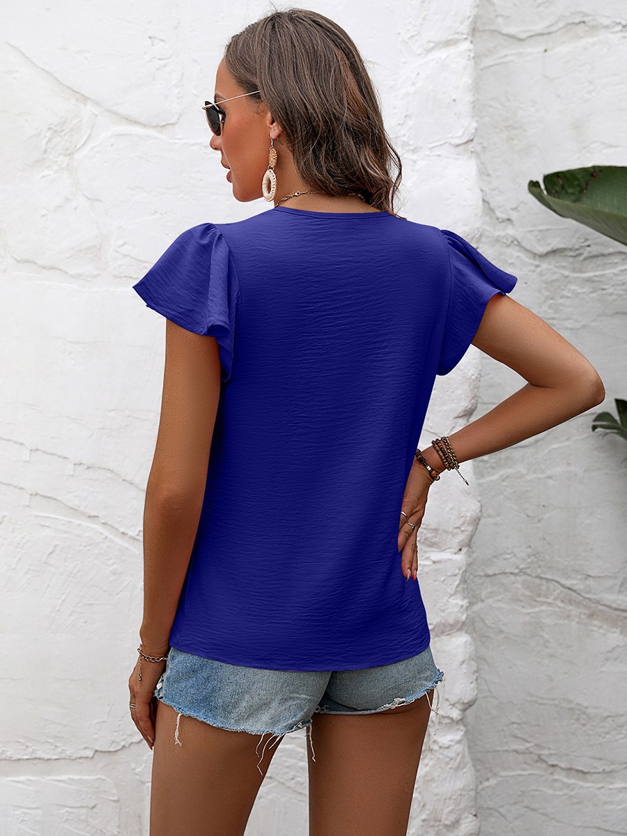 Casual Outing Casual Elegant Top Flutter Sleeve Shirt Comfortable Summer Blouse - Picture 18 of 72