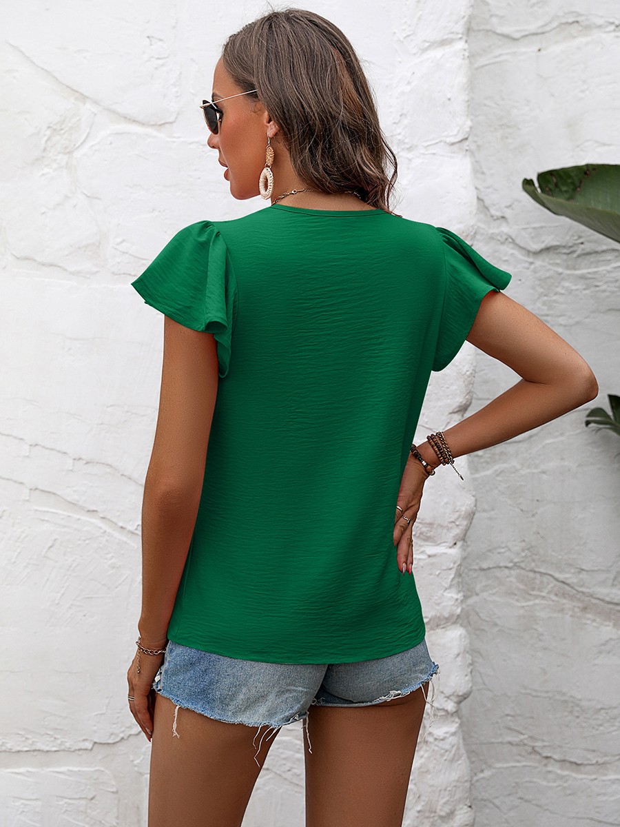 Casual Outing Casual Elegant Top Flutter Sleeve Shirt Comfortable Summer Blouse - Picture 55 of 84