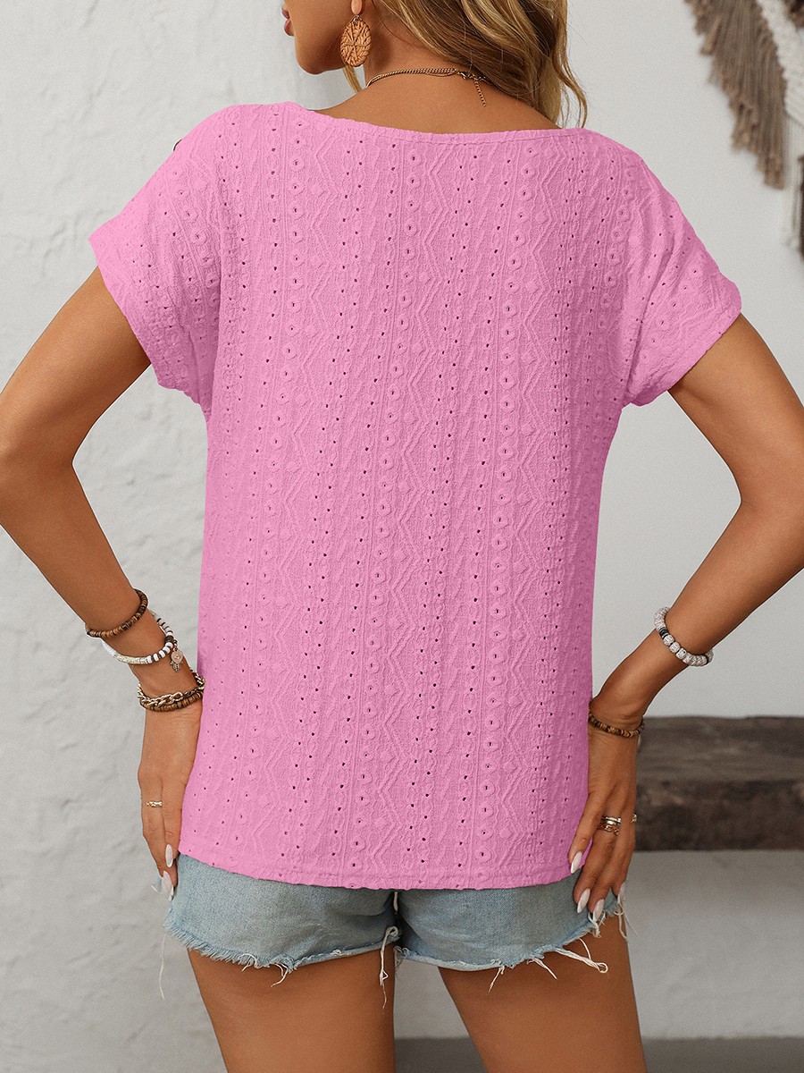 Comfortable Short Sleeve Top for Women with Button Features and Loose Fit - Picture 51 of 132