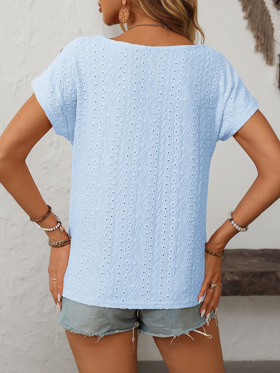 Comfortable Short Sleeve Top for Women with Button Features and Loose Fit - Picture 99 of 132