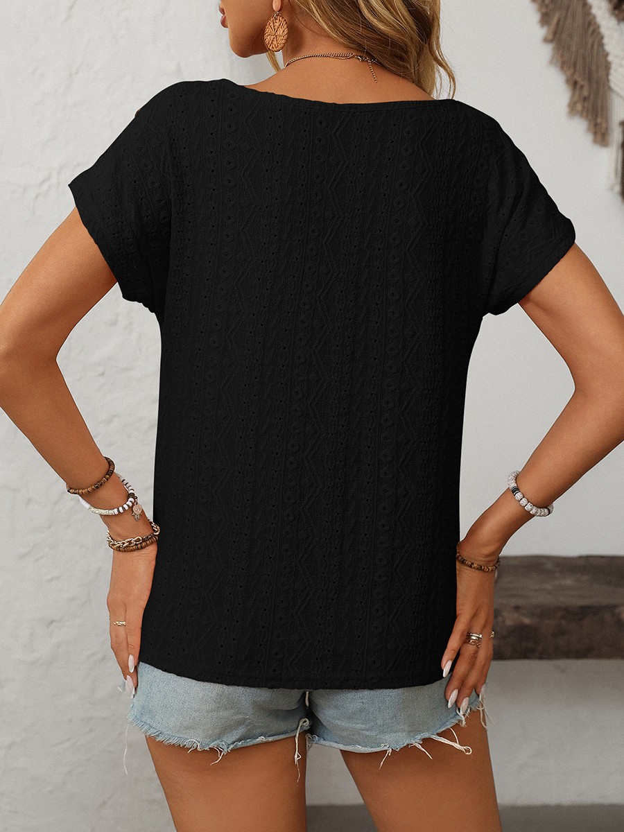 Comfortable Short Sleeve Top for Women with Button Features and Loose Fit - Picture 44 of 132
