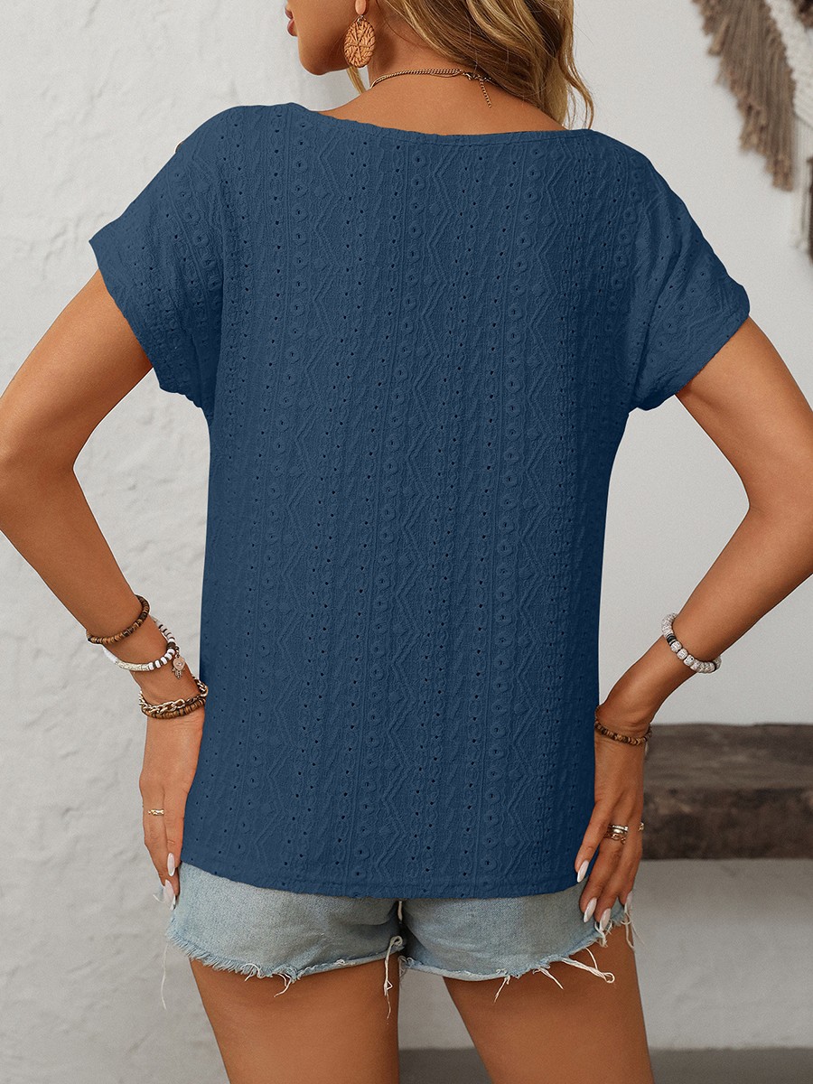 Comfortable Short Sleeve Top for Women with Button Features and Loose Fit - Picture 79 of 132