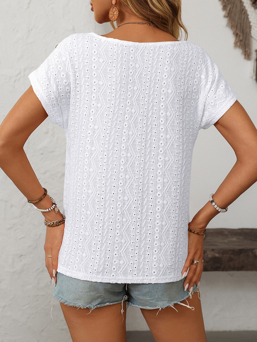 Comfortable Short Sleeve Top for Women with Button Features and Loose Fit - Picture 31 of 132
