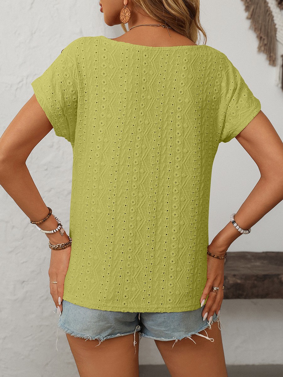 Comfortable Short Sleeve Top for Women with Button Features and Loose Fit - Picture 87 of 132