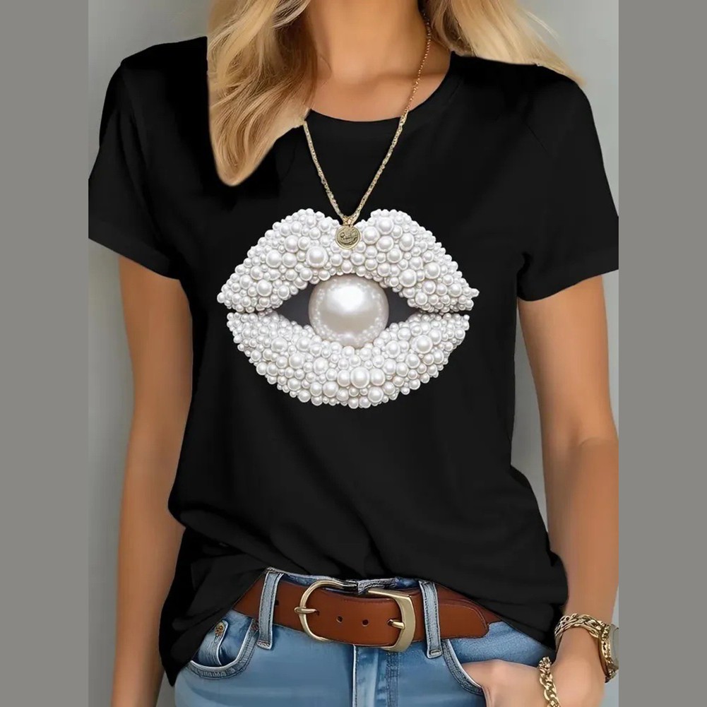 Retro Floral Pattern Women T Shirt Stylish and Casual for Warm Weather - Picture 8 of 17