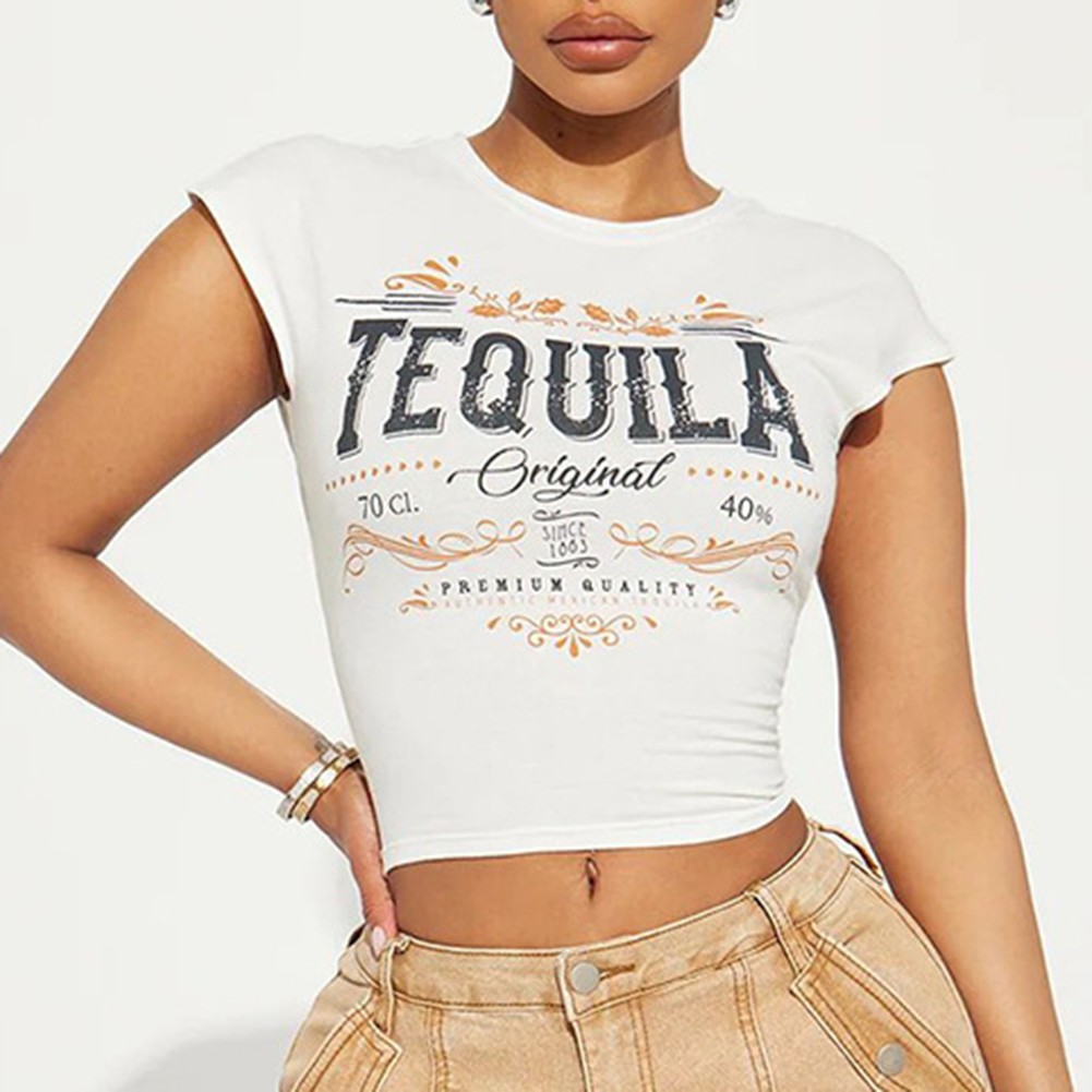 Spring and Summer Casual Backless T Shirt for Women Slim Fit with Letter Print - Picture 60 of 60