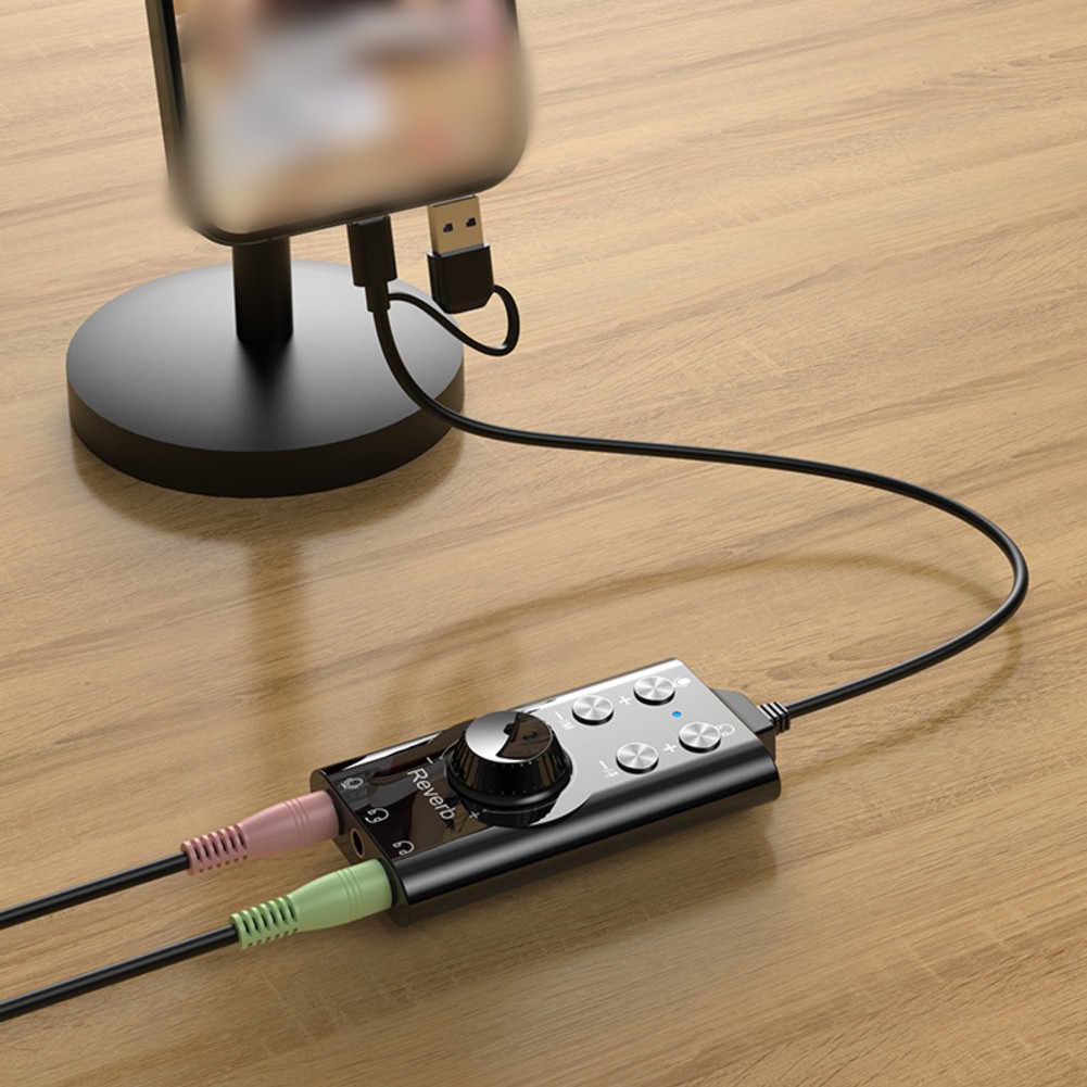 Karta dźwiękowa USB USB C do laptopów PC przenośna konstrukcja z prostą głośnością - Zdjęcie 4 z 12