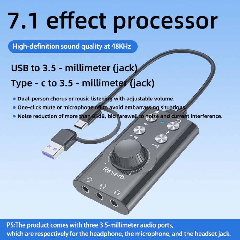 Tarjeta de sonido USB eficiente 7 1 sonido envolvente para auriculares y dispositivos de audio - Imagen 11 de 12