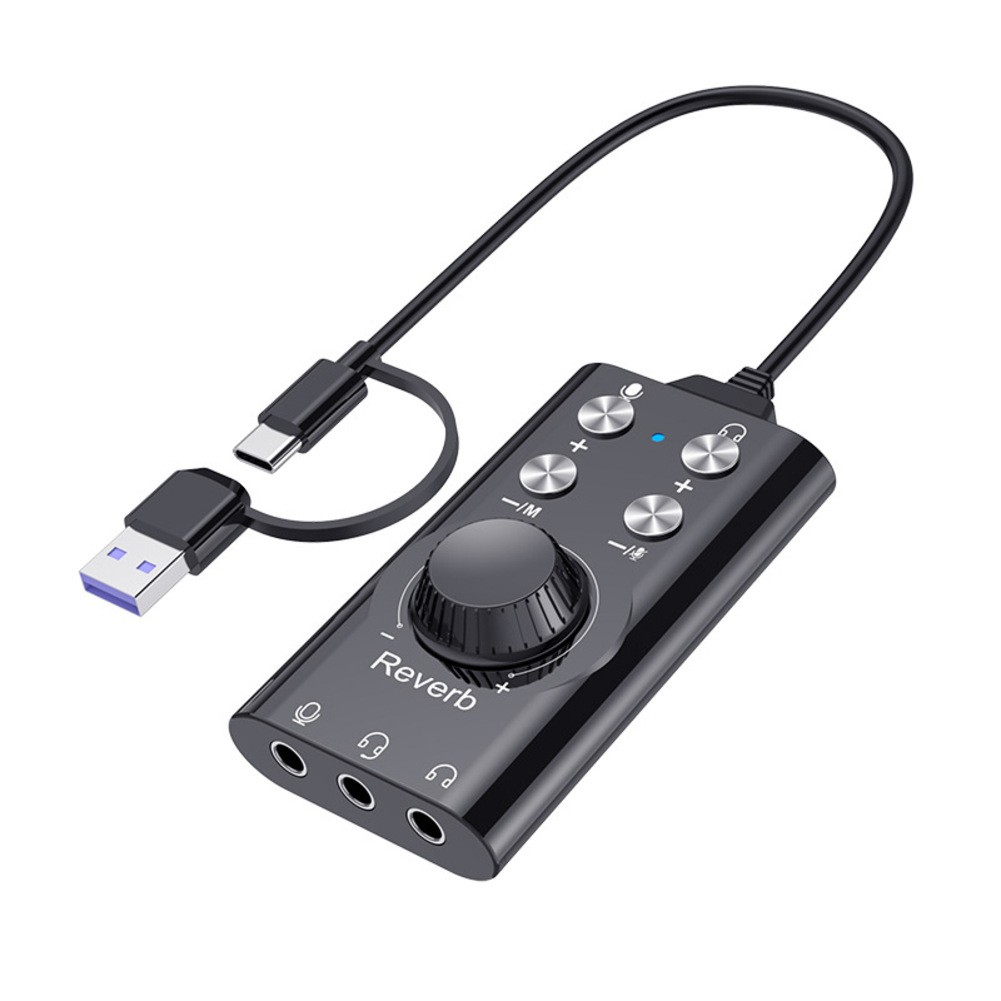 Karta dźwiękowa USB USB C do laptopów PC przenośna konstrukcja z prostą głośnością - Zdjęcie 11 z 12