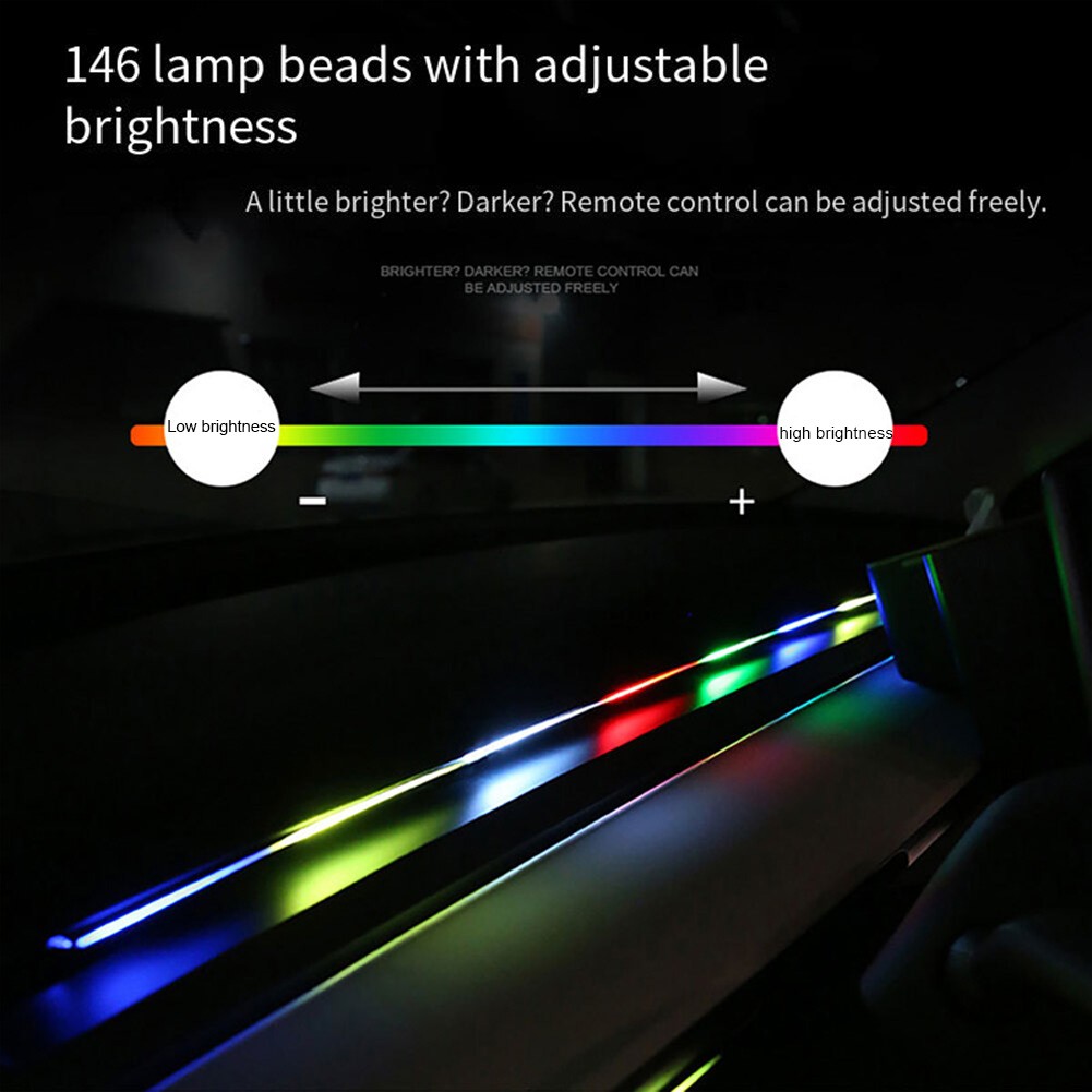 110cm LED Car Interior Strip Light 16 Million Colors with Remote Options - Picture 7 of 8