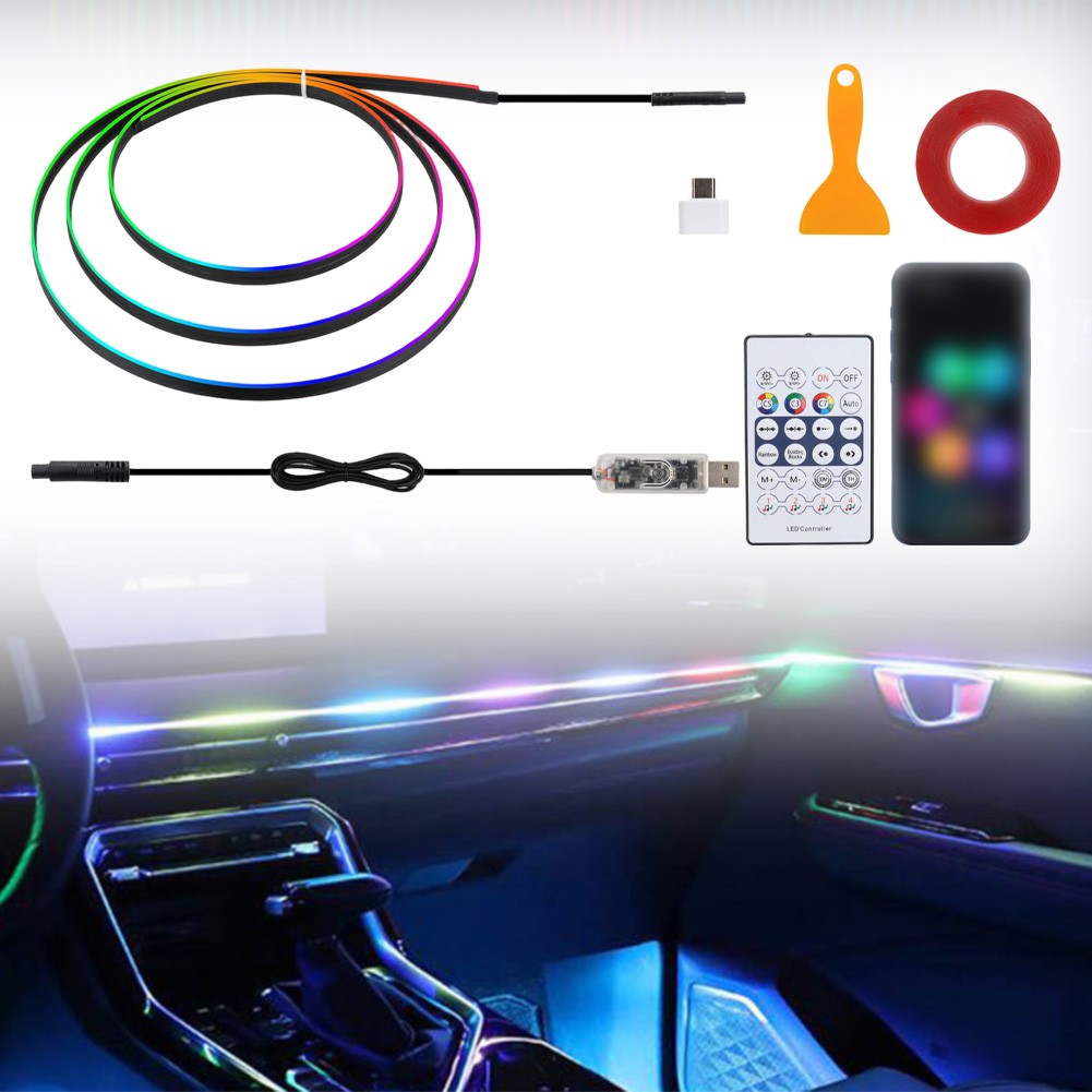 110cm LED Car Interior Strip Light 16 Million Colors with Remote Options