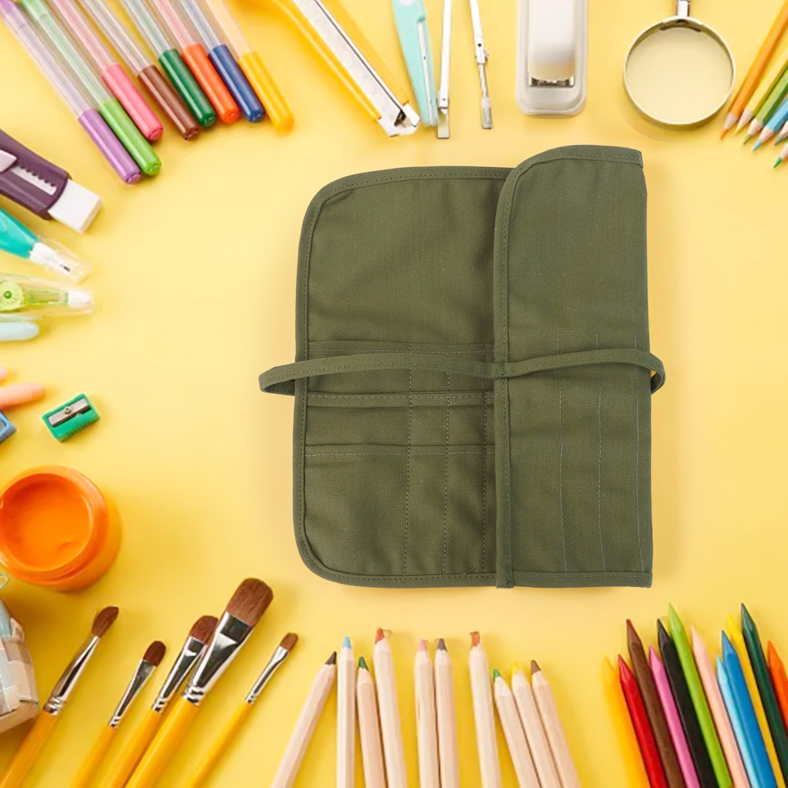 Functional Paintbrush and Pencil Storage Bag for Creative Professionals