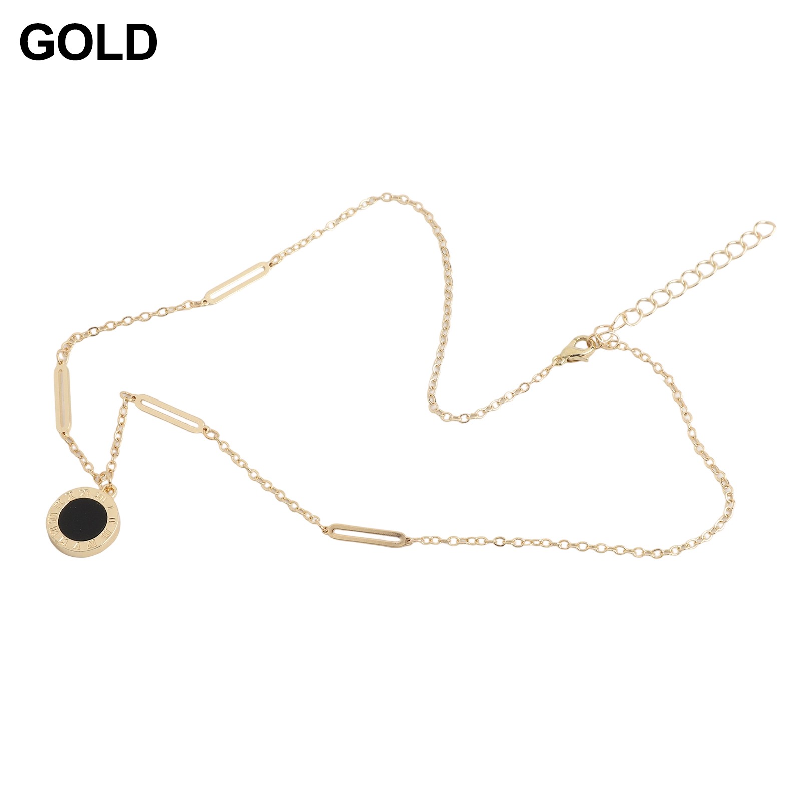 Doppelseitige Halskette mit römischen Ziffern stilvoll Silber Gold Rosegold Opt - Picture 13 of 38
