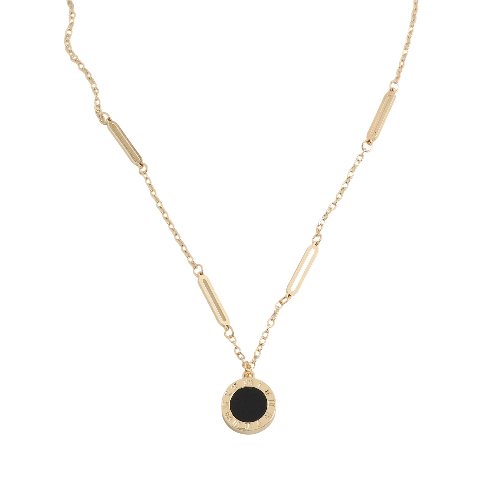 Doppelseitige Halskette mit römischen Ziffern stilvoll Silber Gold Rosegold Opt - Picture 20 of 38