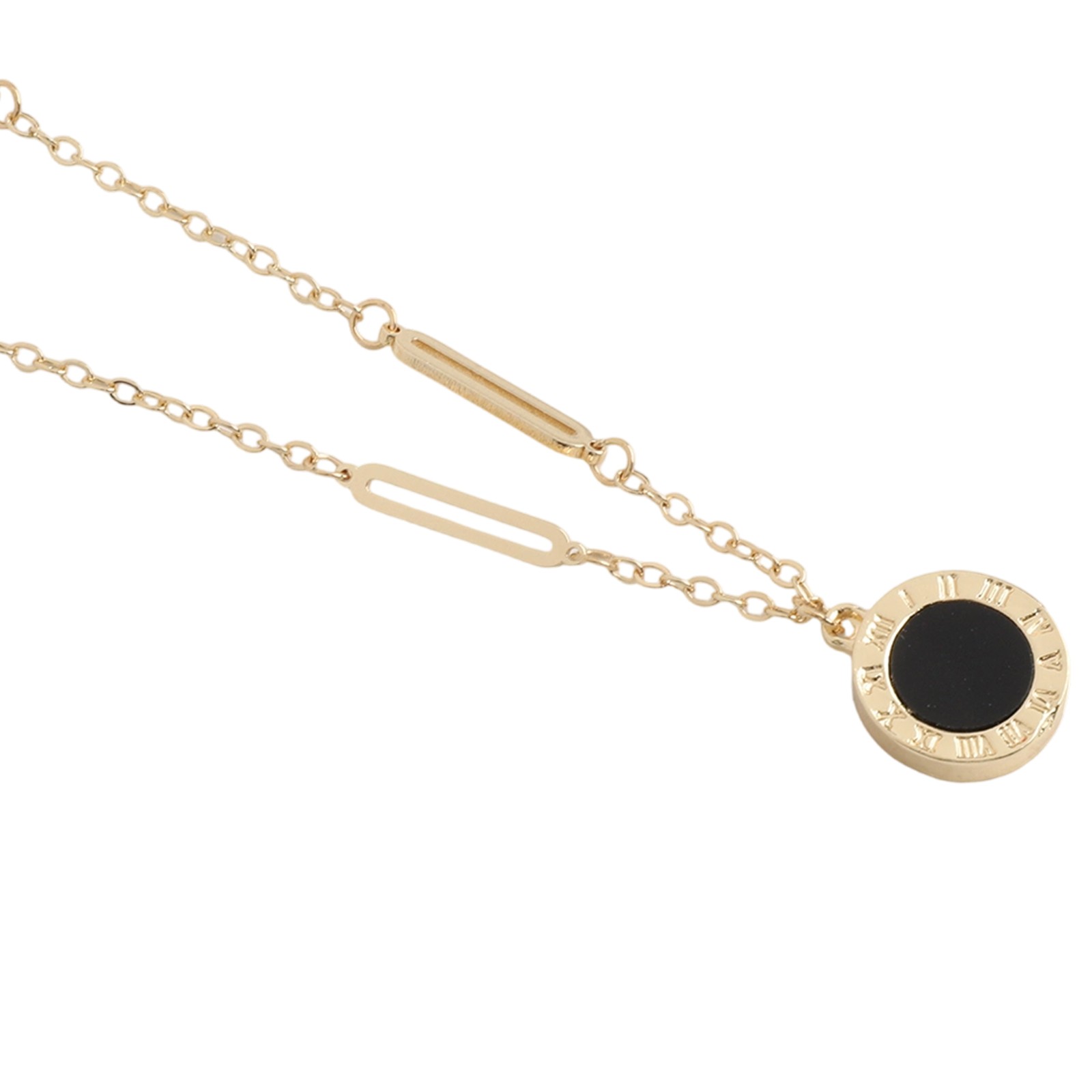 Doppelseitige Halskette mit römischen Ziffern stilvoll Silber Gold Rosegold Opt - Picture 17 of 38