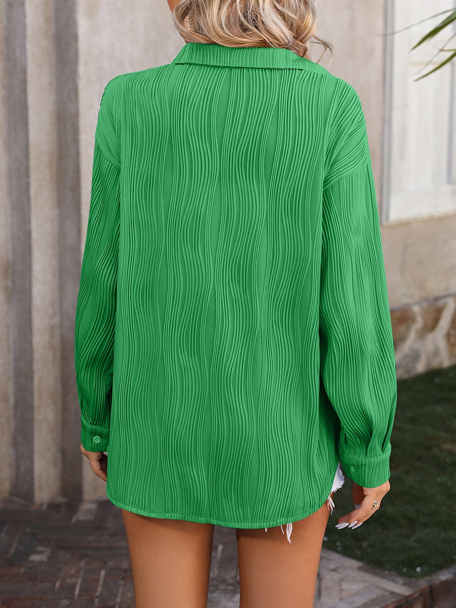 Breathable Wavy Pattern Shirt for Women Casual Long Sleeve Top for Warm Weather - Picture 17 of 72
