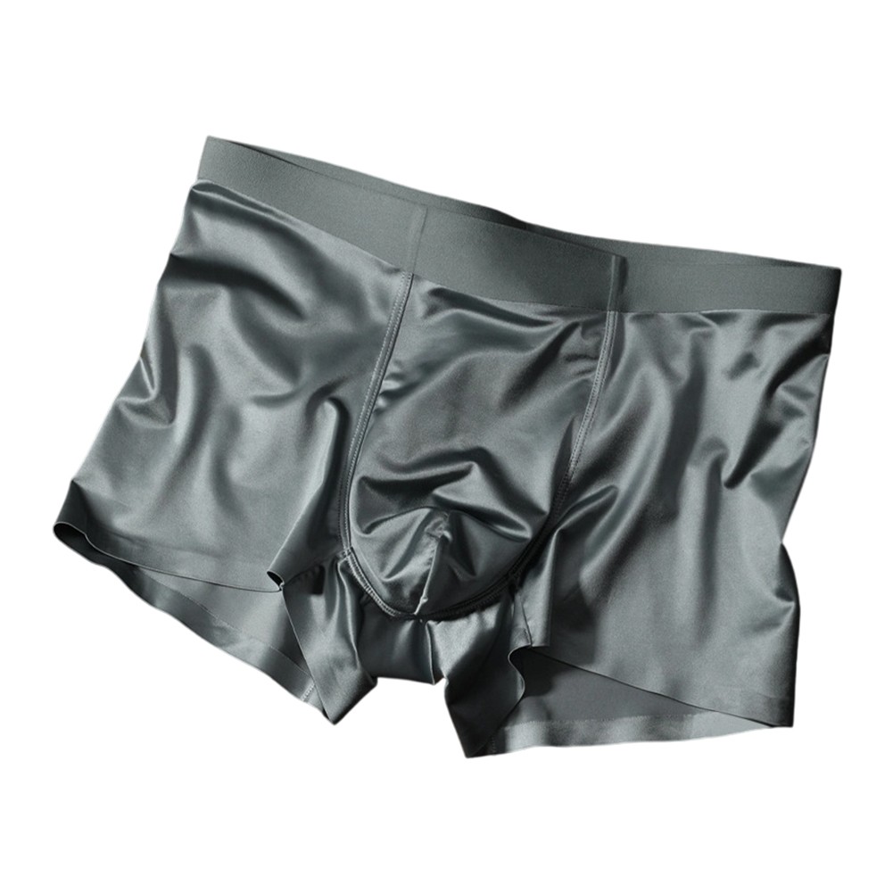 Classic Solid Color Ice Silk Boxer Shorts for Men Seamless Design and Comfort - Picture 16 of 28