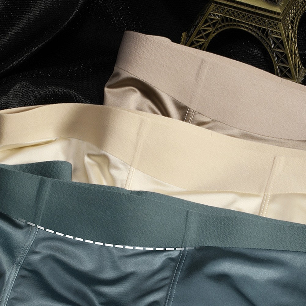 Classic Solid Color Ice Silk Boxer Shorts for Men Seamless Design and Comfort - Picture 14 of 28