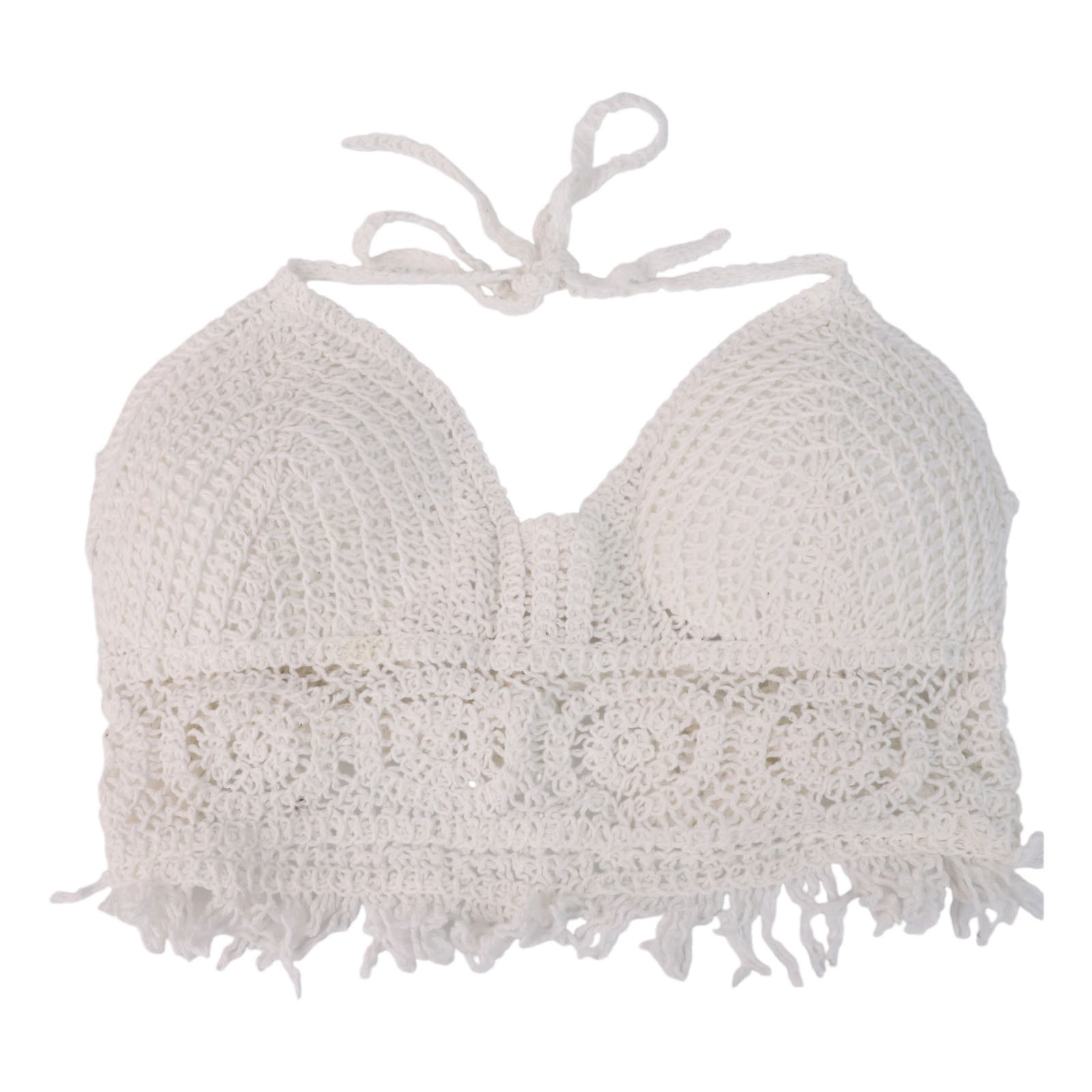 Stylish Women Crochet Halter Tank Top with Tassel for Summer Vacations - Picture 28 of 42