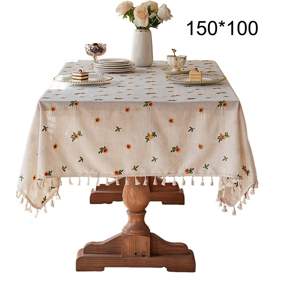 Tablecloth Green leaf Octagonal flower Embroidery for Study & Dining Tables - Picture 13 of 16
