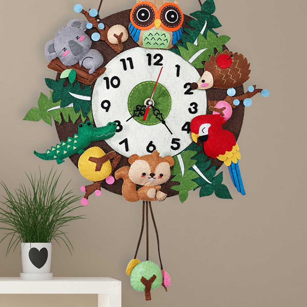 Creative DIY Cartoon Wall Clock Perfect for Kids' Rooms Handcrafted with Love