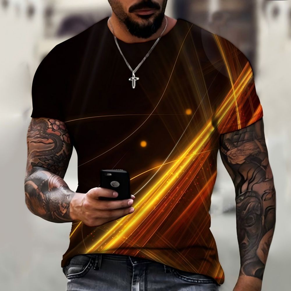 Men's Casual T Shirt Breathable Material 3D Print for Summer Activities - Picture 4 of 8