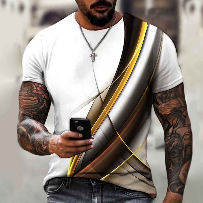 Men's Casual T Shirt Breathable Material 3D Print for Summer Activities - Picture 5 of 8